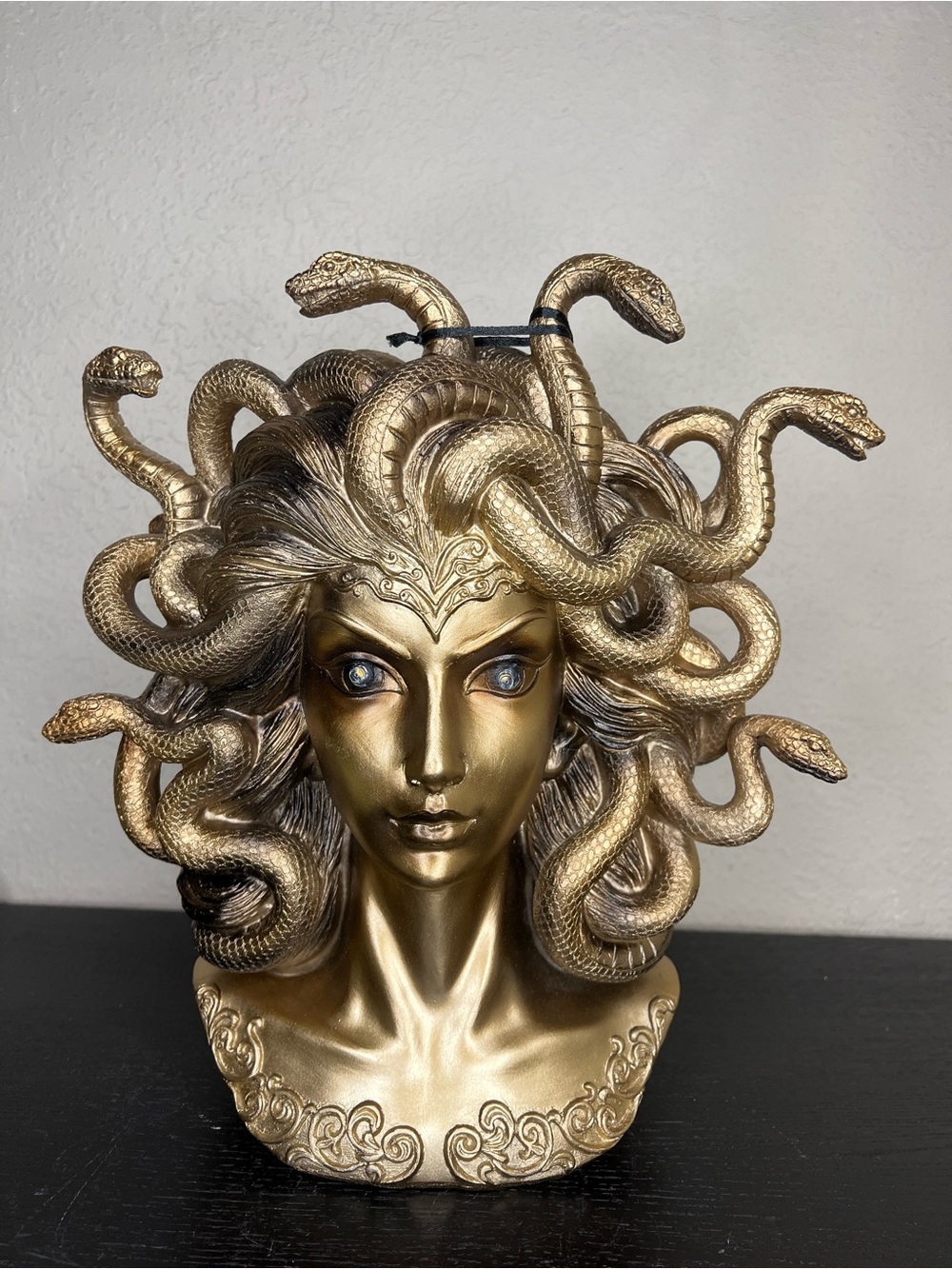 NEW Spooky Night Gold Light Up Medusa Bust Decor
